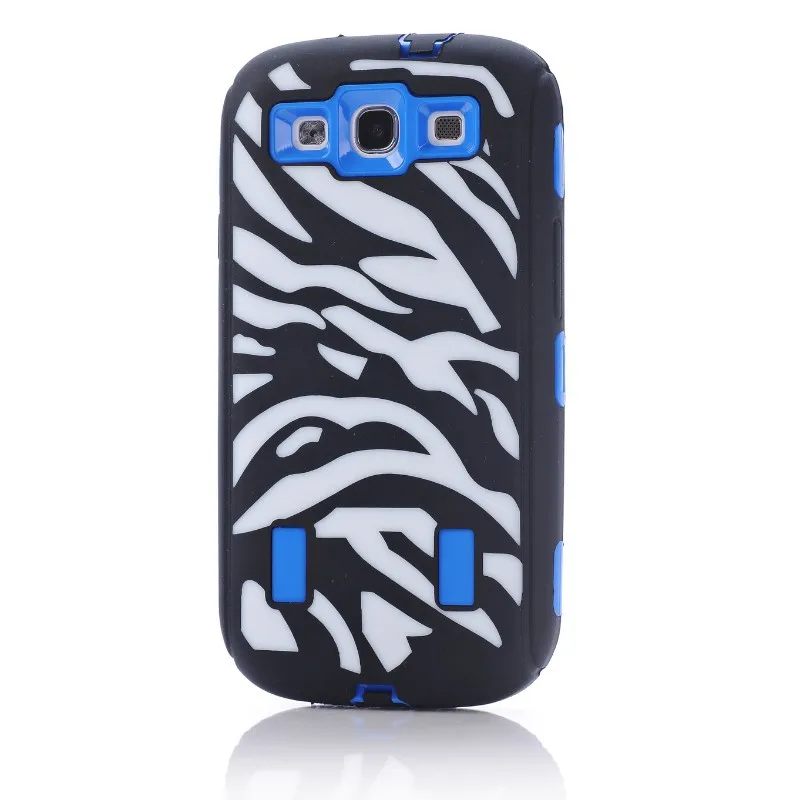 For Samsung Galaxy S3 i9300 Case Zebra Pattern Hybrid Cover Shock Proof Dust 100% Silicon+PC Good Material 5 Colors |