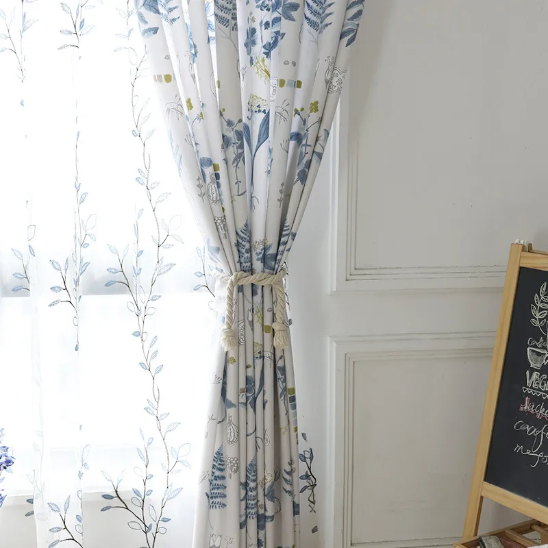 Американский пасторальный Нарцисс чистый синий напечатанный ткань жалюзи