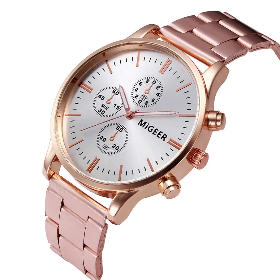 Часы наручные женские кварцевые из нержавеющей стали под розовое золото 2018|luxury