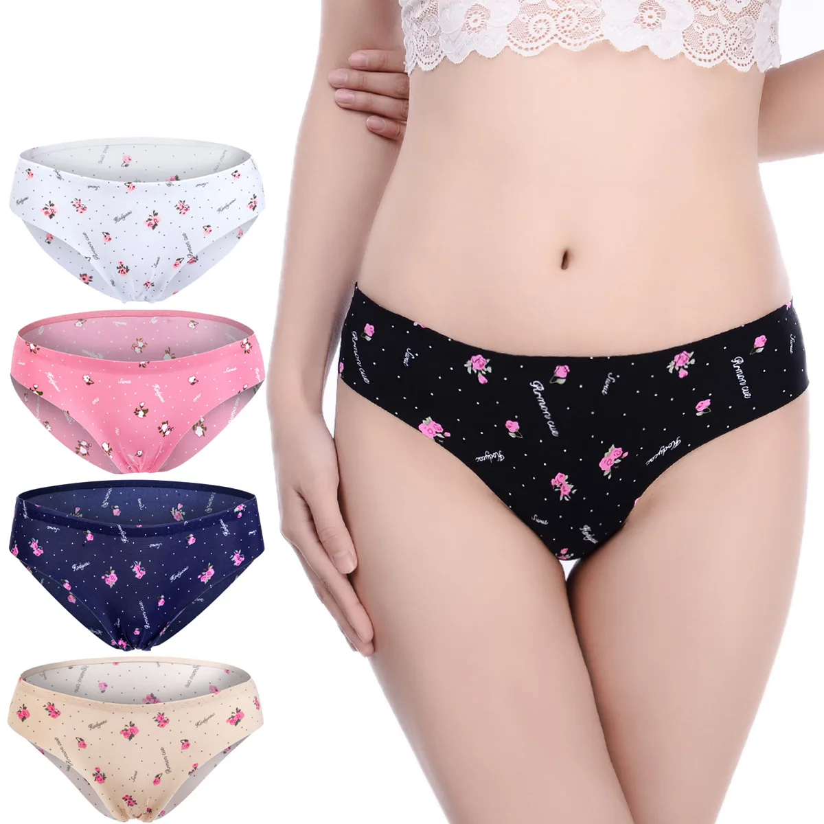 3 Pieces/Set Panties Women's Ice Silk Briefs Female Underwear Seamless Sexy Cotton Crotch Soft Lady Lingerie |