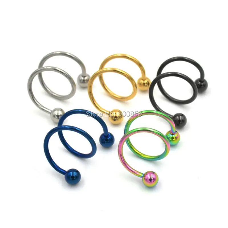 10 шт. Датчик 18 г мяч хирургическая сталь двойная спираль Твистер серьги Штанги