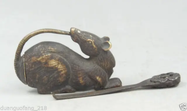 Китайская Бронзовая фольклорная статуя фэн-шуй мыши зодиака года скульптура