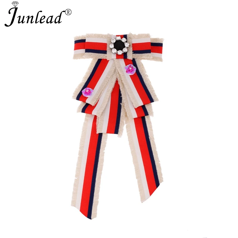 Junlead модный роскошный дизайн Блестки цветок воротник очень крупная брошь ювелирные изделия тканевый бант ленточная брошь булавки для женщин платье