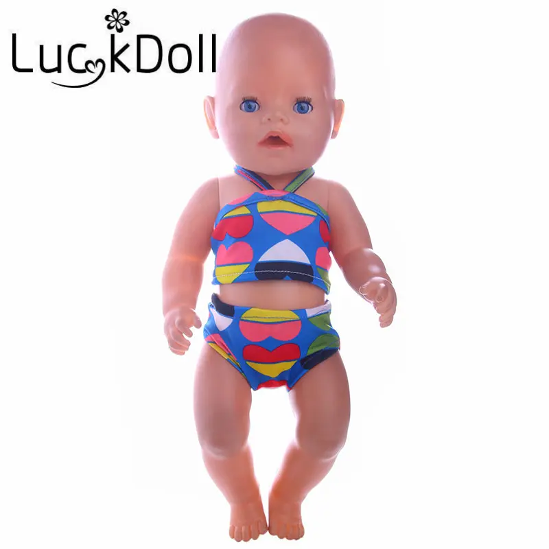 Кроп топы LUCKDOLL с принтом нижнее белье для куклы 43 см или 18 дюймов купальник