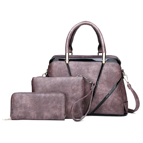 purple with purse Женская композитная сумка, многоцветная роскошная кожаная сумочка, сумки известного бренда, дизайнерская сумка, женская сумка на плечо, набор - Цвет: purple with purse