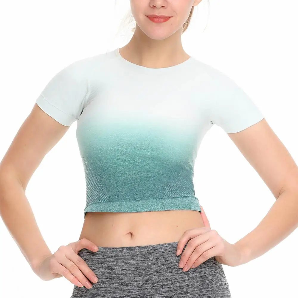 Модная женская спортивная футболка с круглым вырезом и коротким рукавом для