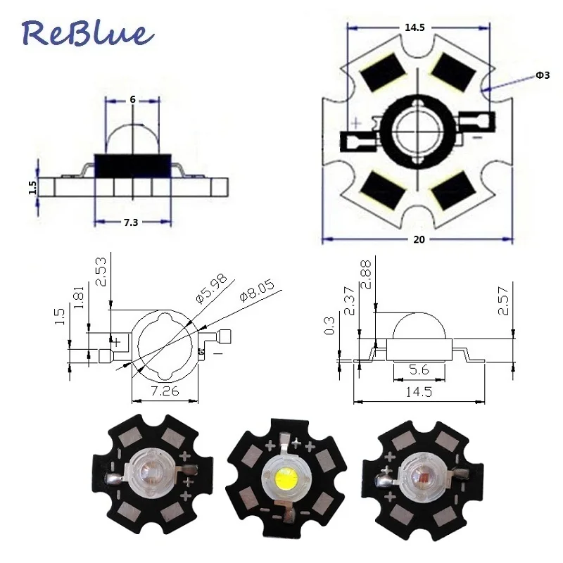25 шт. ReBlue led диод 3 Вт светодиодный светильник ИК светодиод 3w красный 660nm мощность