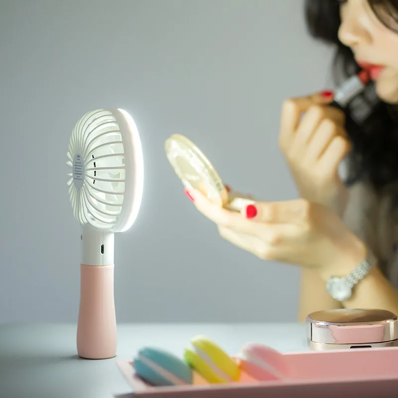 Portable Mini Fan USB Rechargeable Table Hanheld Multifunction Small LED Fill Light For Beauty or Read Indoor Cute | Бытовая техника