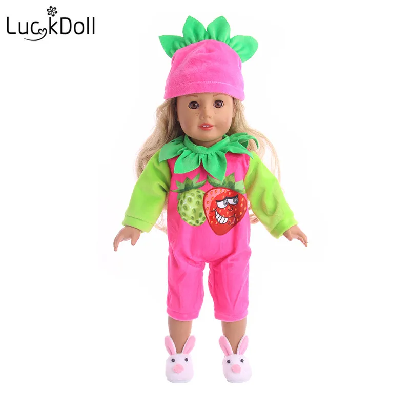 LUCKDOLL Пижама с рисунком &quotФрукты&quot костюм + шапка для куклы 43 см и 18 дюймов