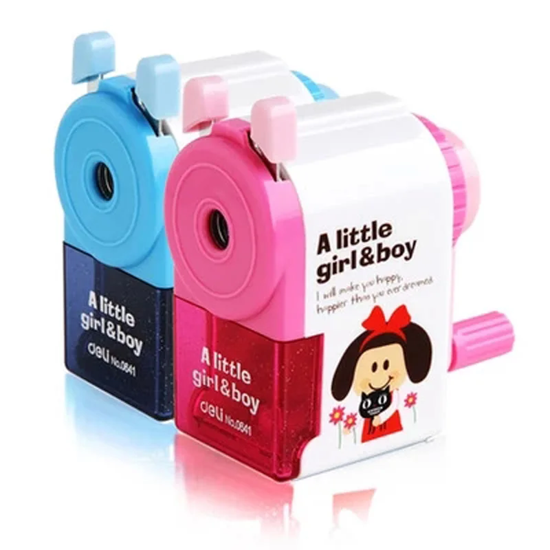 

cranked pencil sharpener Deli 0641 pencil sharpener machine Korean cute student stationery Free Shipping
