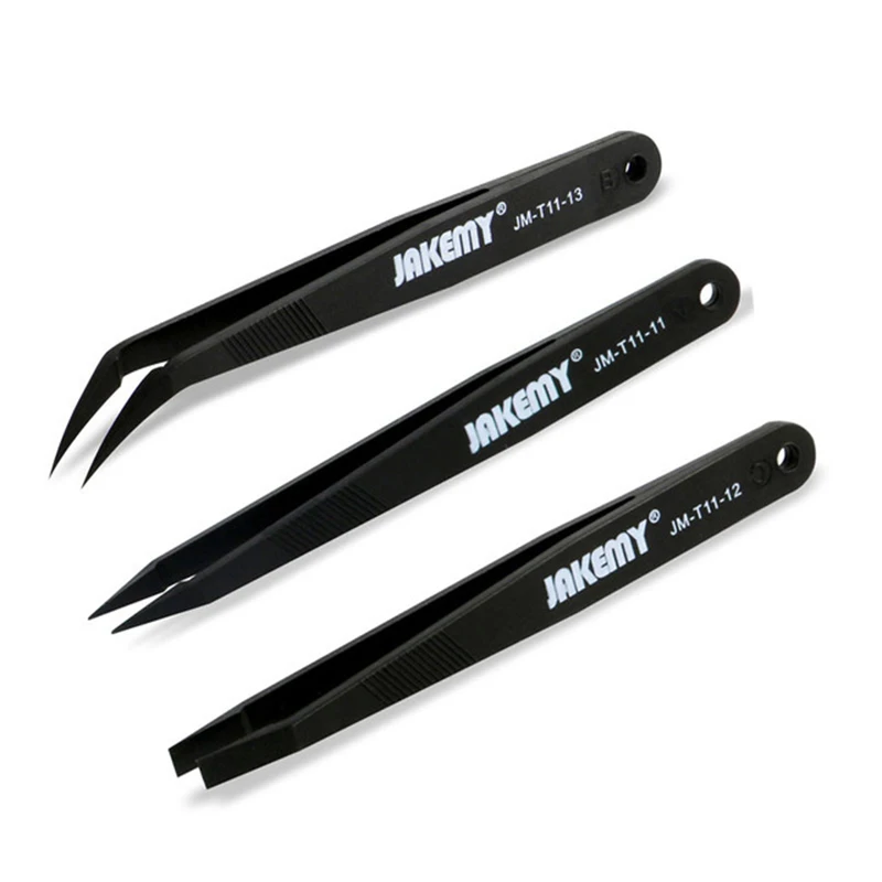 

3pcs/Set Anti-static Tweezers ESD Safe Straigh Curved Precision Tweezers Maintenance Electronic Repair Tools