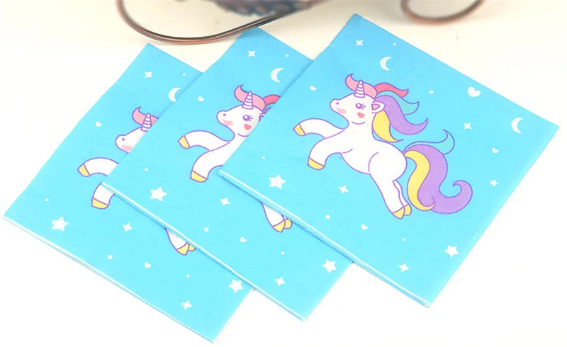 2018 Синий Единорог дизайнерские бумажные салфетки кафе и вечерние тканевые