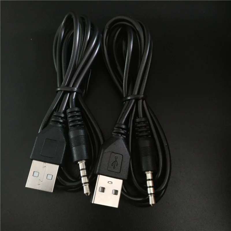 3,5 мм штекер аудио AUX штекер в кабель для зарядки USB 2,0 100 см черный