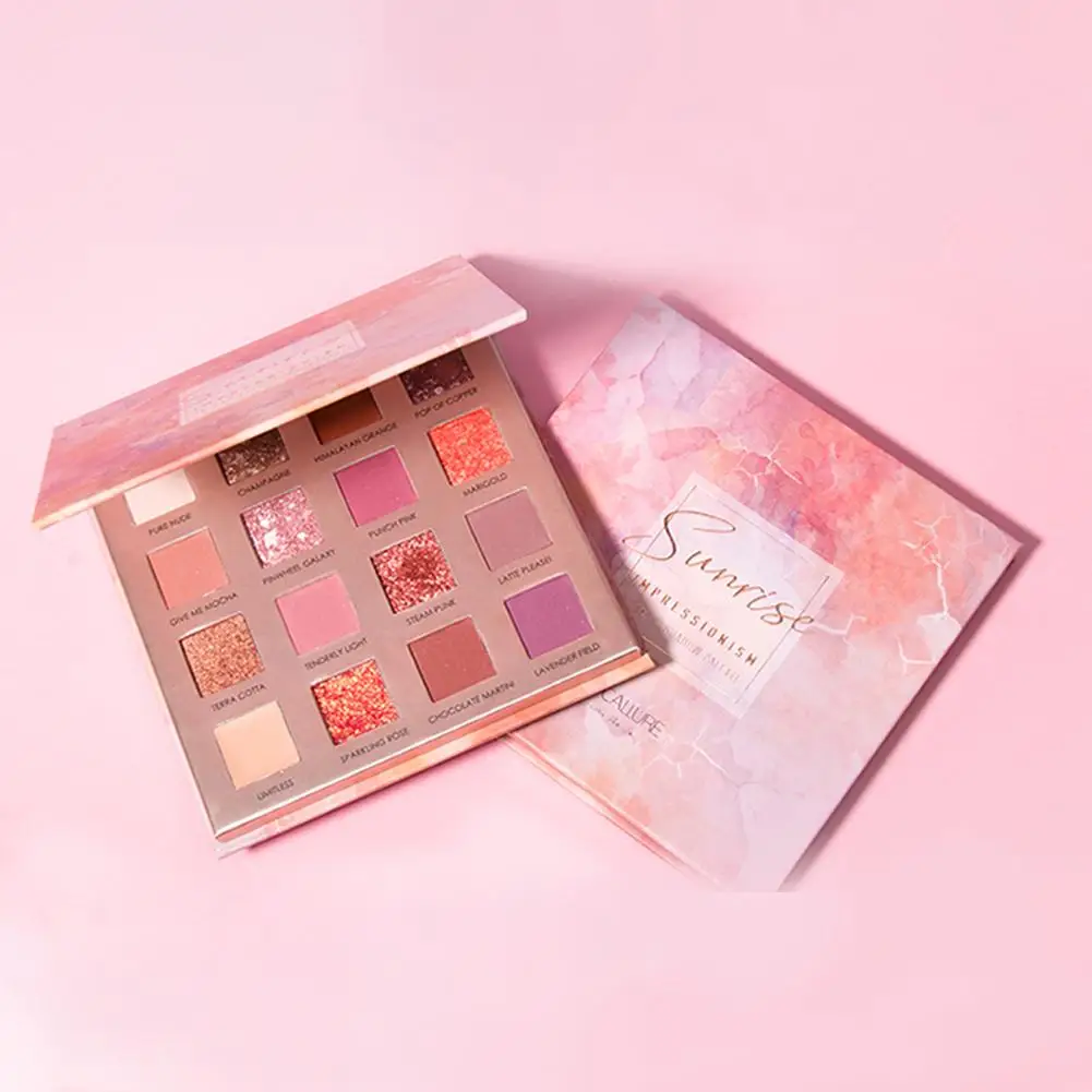 Minshzee 16-color Eye Shadow Palette Shimmer Блестящий Матовый пустынный розовый Универсальный Набор теней для век