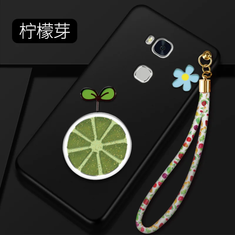 Крышка для смартфона Huawei Honor 5X Play с 3D мягким гелевым покрытием из TPU с рисунком клубникоцветного кролика и горшком лимонной зеленой растительности с веревкой.