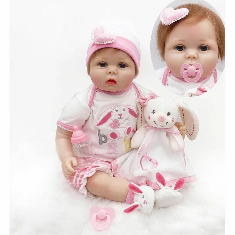 2 шт. 22 ''Близнецы ручной работы Reborn Baby Dolls мальчик+ девочка Силиконовые Reborn игрушки для новорожденных детей Bebe Reborn