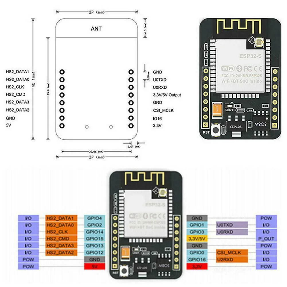 Новая женская макетная плата с Wi Fi и Bluetooth модуль 5 в ESP32 камерой OV2640 DOM668|Модули