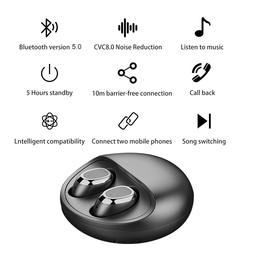 Наушники TWS Bluetooth 5 0 спортивные наушники с глубокими басами стерео bluetooth гарнитура