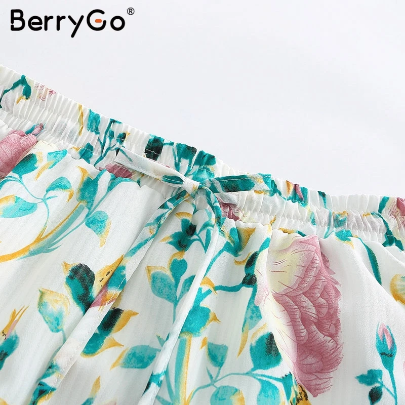 BerryGo Элегантный цветочный принт юбки женские мини летние юбка с оборками