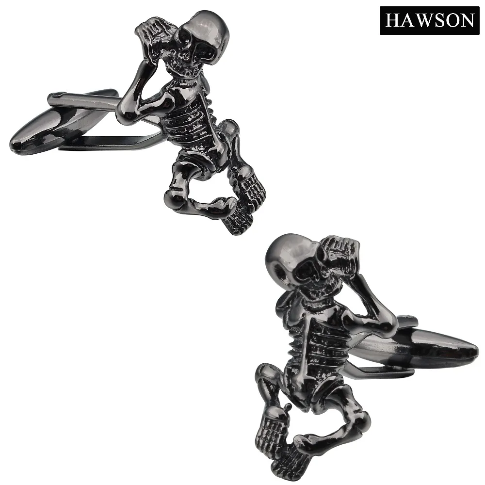 

HAWSON Skull Design Cufflinks Gun-Plated Cuff Links for Mens Fashion Shirt Accessories Factory Retail