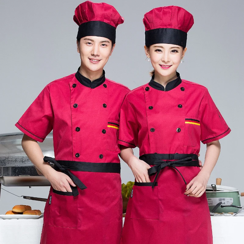 Одежда шеф повара Униформа с коротким рукавом комбинезон для кухни отеля выпечки