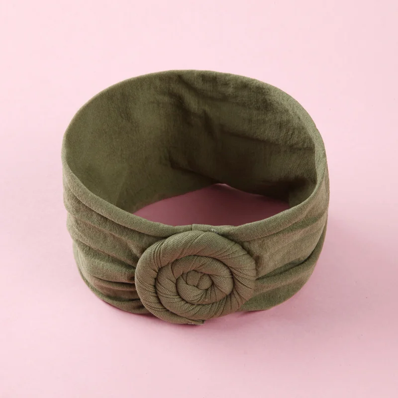 Style E- Olive Топ узел нейлон голову обёрточная бумага, Круглый узел нейлоновые оголовья, для маленьких девочек Душ подарок - Цвет: Style E- Olive
