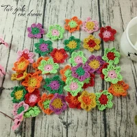 100pic korean fashion crochet flowers applique clothes appeal diy pad accessory handmade knitted girls headwear clothing patch