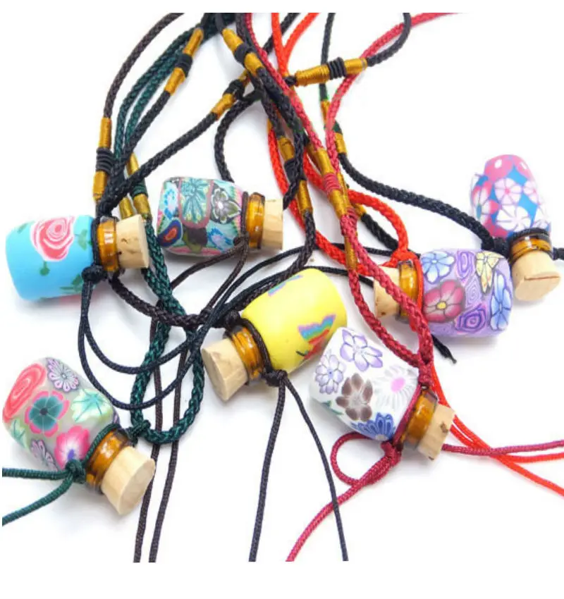 Маленькая разноцветная стеклянная бутылка для духов 1 мл подвеска ожерелье