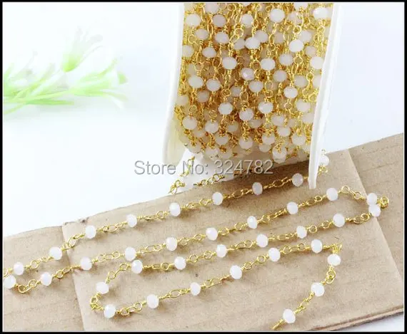 5 м/лот белая шпинель Розария стиль бисерная цепочка позолоченная проволока