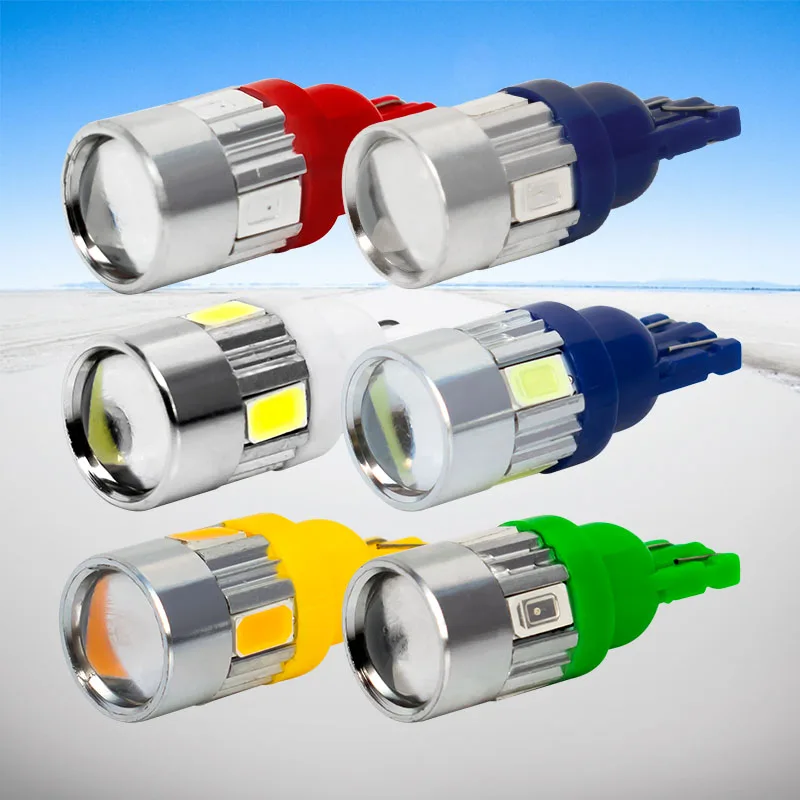 2 шт. W5W 6 светодиодный 5630 5730 SMD с объективом проектора парковочные фары автомобиля