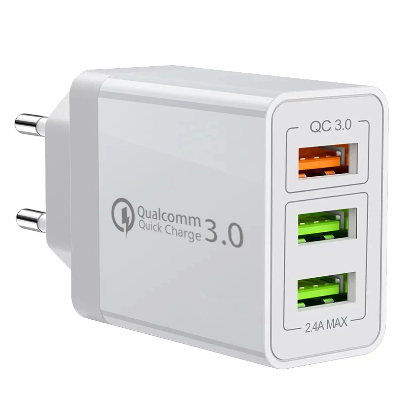 Европейский Союз (ЕС) QC 3,0 18 Вт USB зарядное устройство Быстрая зарядка 5 в 3 А Быстрая Зарядка адаптер 3 USB зарядное устройство для мобильного телефона США ЕС Разъем для iPhone samsung huawei - Тип штекера: Европейский Союз (ЕС)