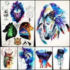 Синяя Акварельная лошадь единорога с бабочкой, временная татуировка, наклейки, женский боди-арт, рукав, водопередача, поддельные тату-наклейки