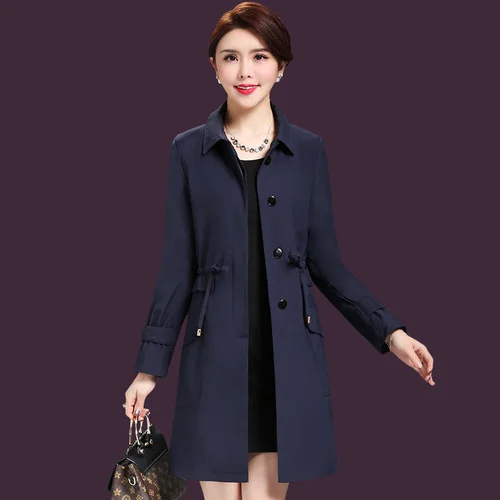 Autumn Korean Version Women Windbreaker New Style Winter Pure Color Xxxxl Designs Female Work Wear Simple Fashion Slim Coat | Женская