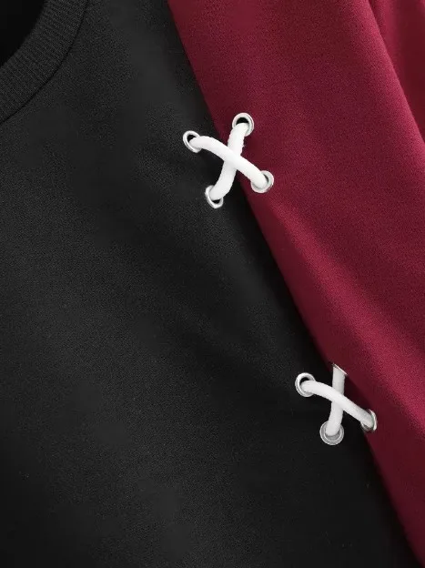 2019 новые весенние модные женские Лоскутные свитшоты с длинным рукавом и круглым