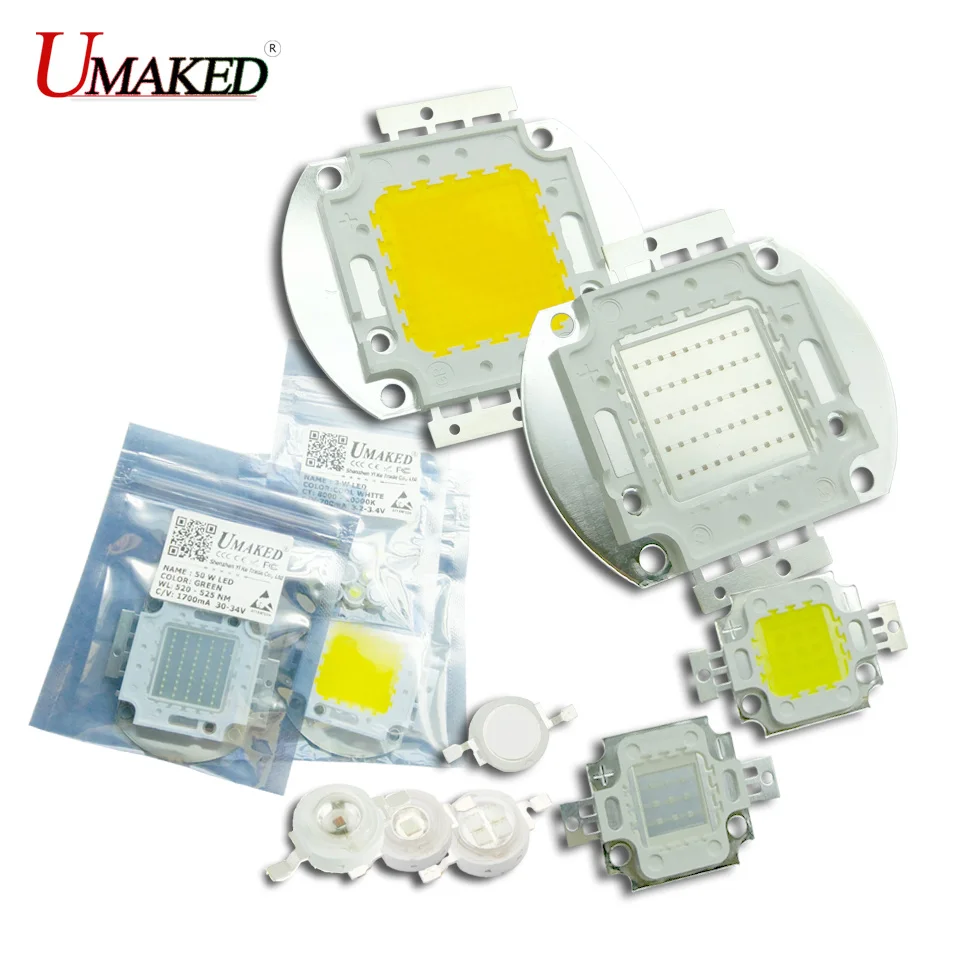 Светодиодные чипы UMAKED высокой мощности 1 Вт 3 5 10 20 30 50 100 фонарик источник света