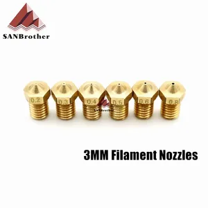 Сопла M6 с резьбой для 3D-принтера, медные, для экструдера UM2 + V5 V6, 5 шт.