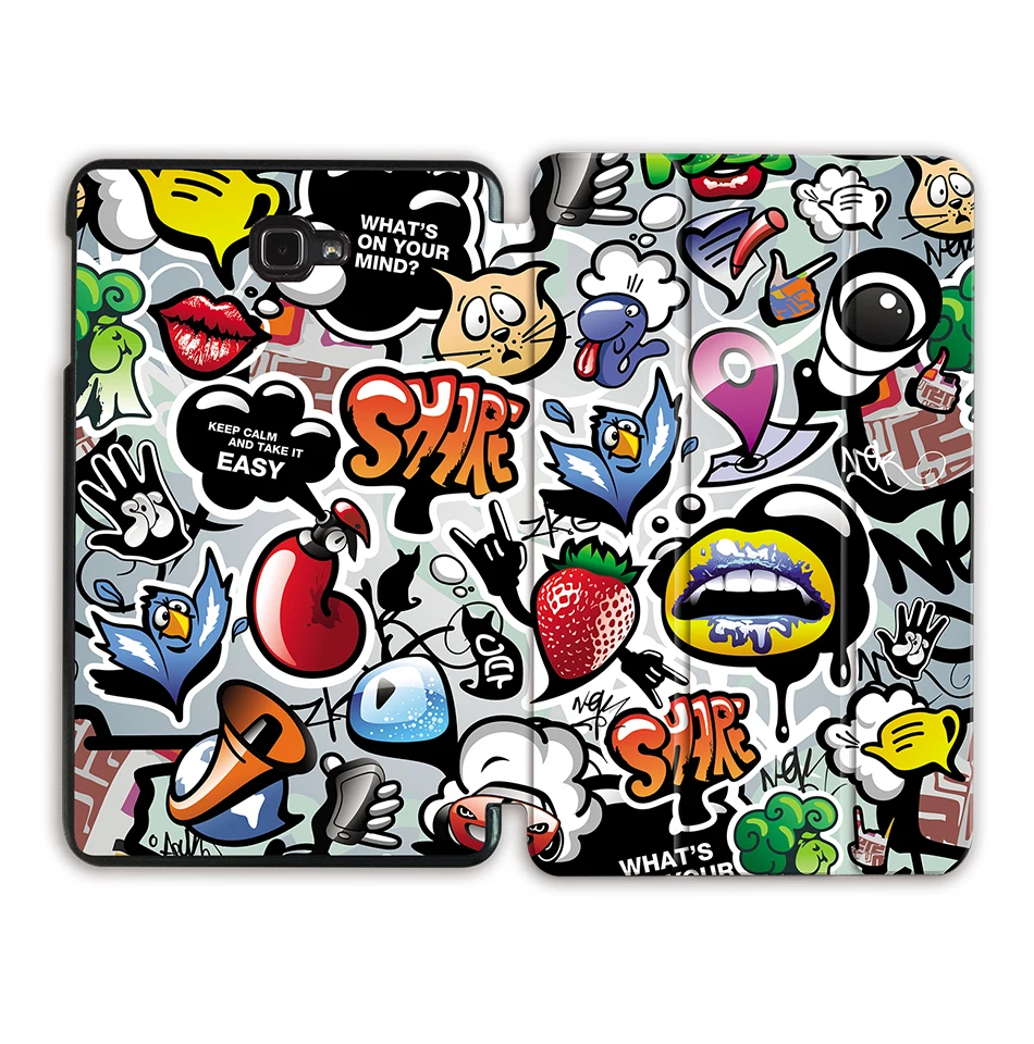 MTT мультяшный чехол с граффити для samsung Galaxy Tab A A6 10,1 дюймов T580 T585 T580N из искусственной кожи откидной чехол для планшета защитный чехол - Цвет: SS17