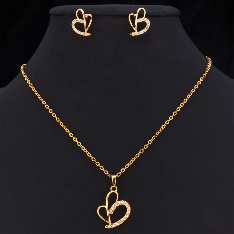 Комплект из колье и сердца желтого золота S504|wedding jewelry|wedding jewelry wholesaleheart necklace set |