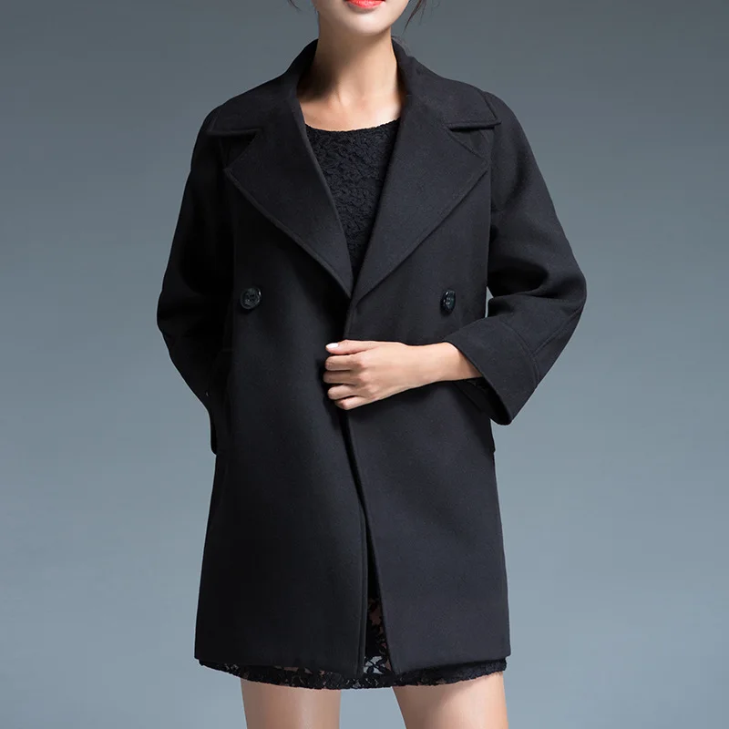 Женское шерстяное пальто повседневное большого размера 2XL 7XL|manteau femme|woolen coatwoolen