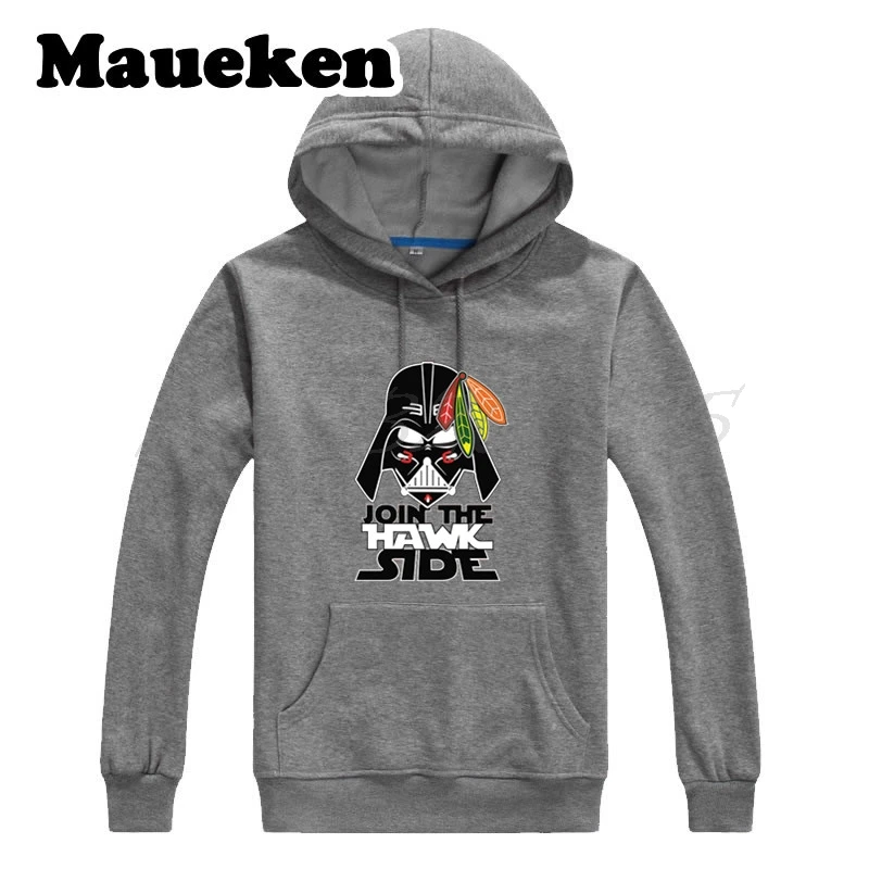 Мужские толстовки Chicago Blackhawks Star Wars Join The Hawk Side Darth Vader плотные с капюшоном на осень и