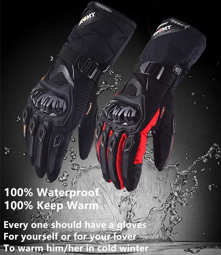 

Suomy 2018 Winter Warm Motorcycle Gloves 100% Waterproof windproof Guantes Moto Luvas Touch Screen luva motociclista luvas moto