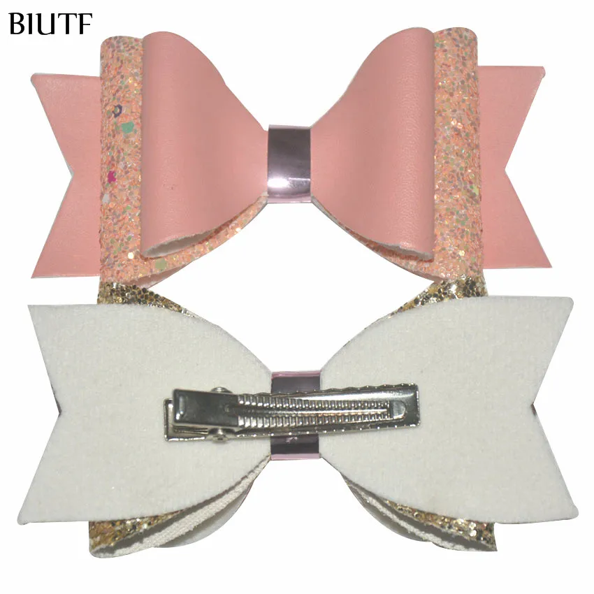 Заколки для волос из искусственной кожи с блестками 10 шт./лот 4 дюйма HDJ137| |
