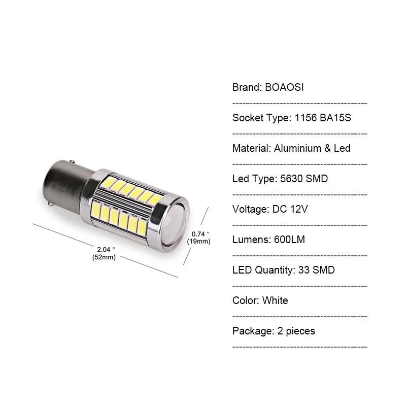 Автомобильный светодиодный фонарь BOAOSI 2x1156 P21W 5630 CREE Chip задний заднего хода для BMW