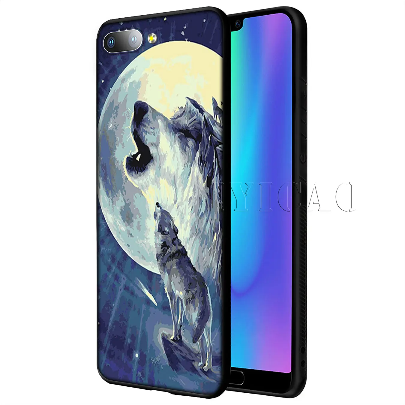 Мягкий силиконовый чехол для телефона IYICAO Moon roaring wolf Huawei Y9 Y7 Y6 Prime 2019 Honor 20 8C 8X 8 9 9X 10
