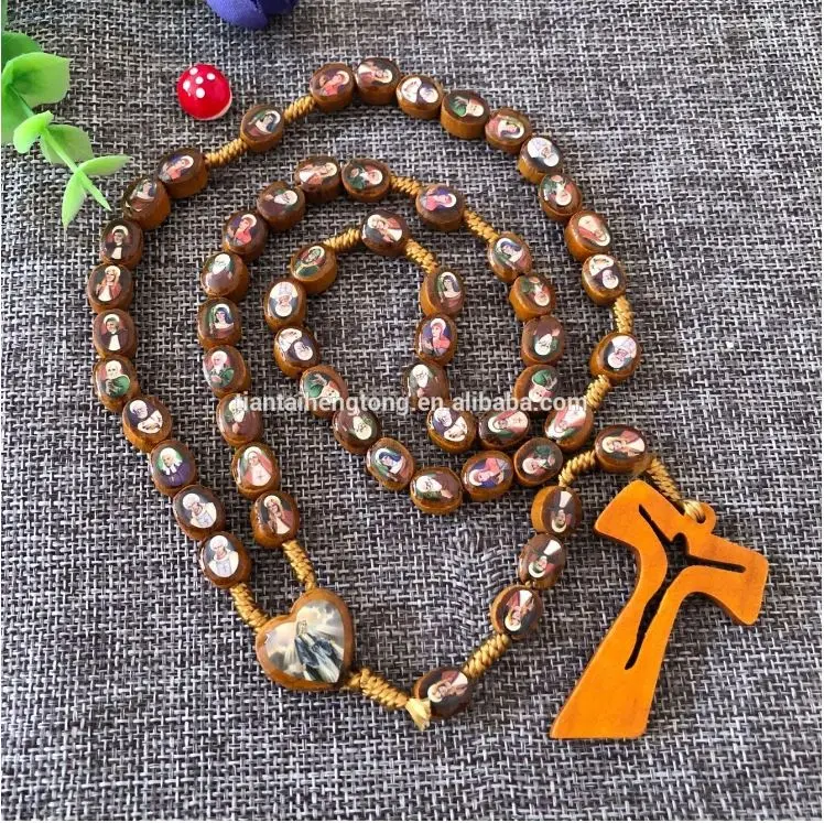 100 искусственные деревянные четки католическое ожерелье с крестом