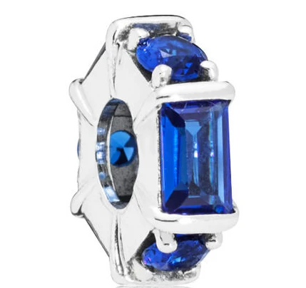 10-Blue Spacer Charm Подходят к оригинальному браслету Pandora, серебряные бусины, рождественские и любовные ажурные подвески для женщин, сделай сам, изготовление ювелирных изделий - Окраска металла: 10-Blue Spacer Charm