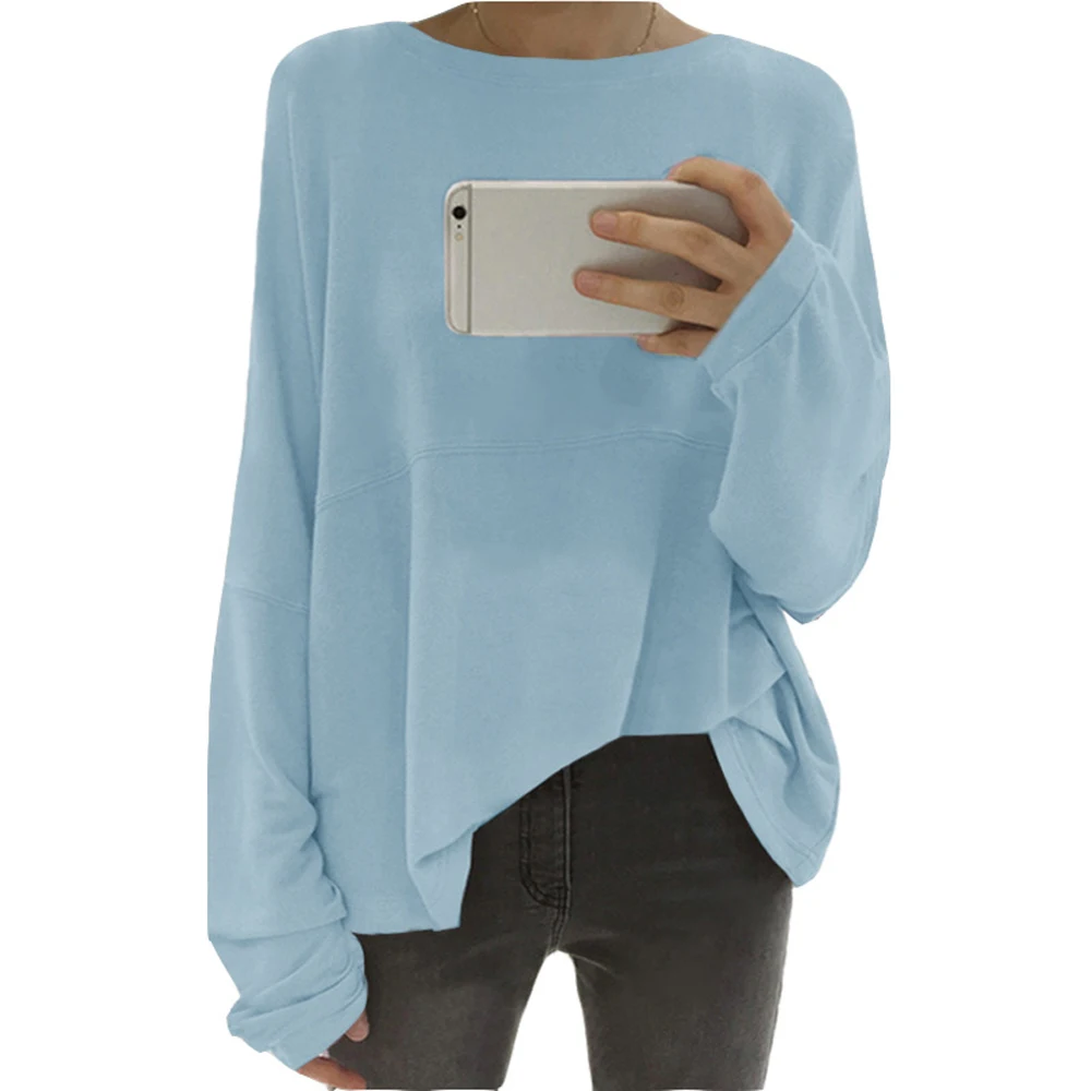 2018 Oversized Loose Lazy Pullover Tops Women Autumn Long Sleeve O Neck Asymmetrical Femme Pull Jumpers plus size 5XL WDC1554 | Женская