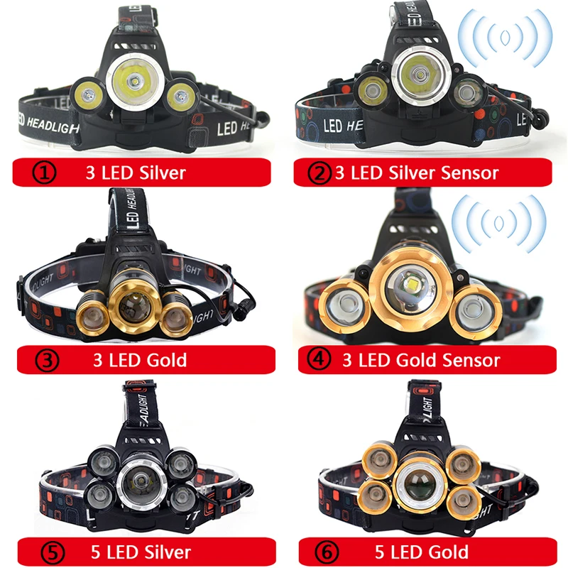 Litwod Z202303 светодиодный головной светильник чипы 3 х светодиодный 1T6+ 2Q5 светодиодный головки вспышки света светильник фонарь лампа светильник Фонари 18650 аккумуляторная батарея