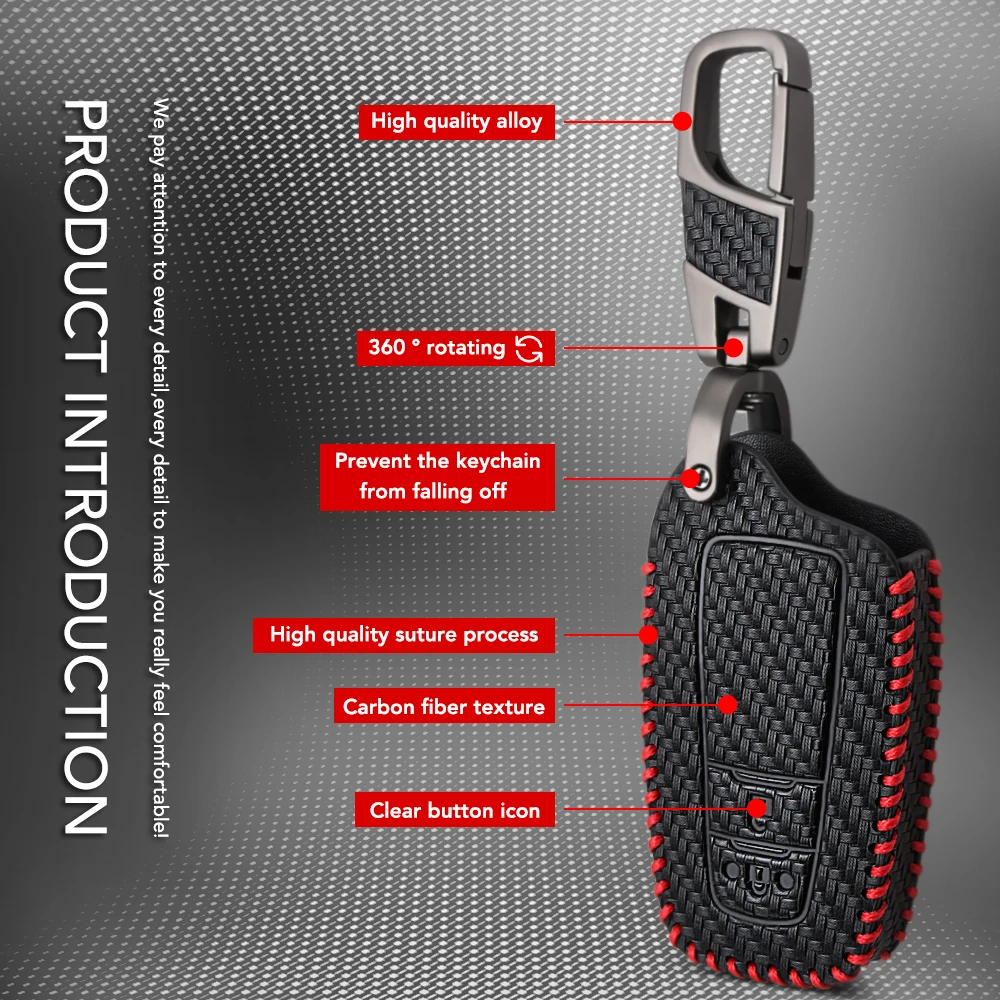 Углеродное волокно кожаный чехол ключа дистанционного управления автомобилем