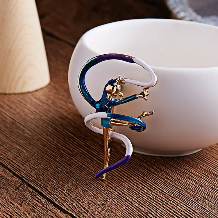 Элегантная эмалированная брошь в форме танцующей девушки гимнастика